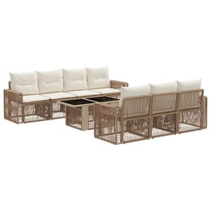vidaXL Tr&auml;dg&aring;rdsoffset 8 st Beige och kr&auml;mvit konstrotting