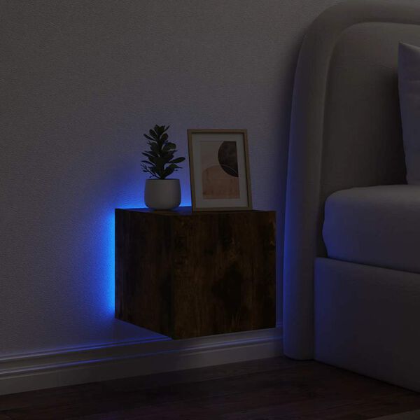 vidaXL V&auml;ggmonterad tv-b&auml;nk LED r&ouml;kf&auml;rgad ek 30,5x35x30 cm