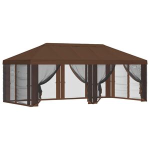 vidaXL Gazebo-tak med sidov&auml;ggar Brun 600,5 x 300,5 cm Polyester