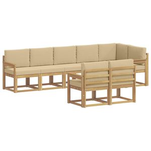 vidaXL Utomhussoffset med kudde 8 pcs Vit och Beige Polyester