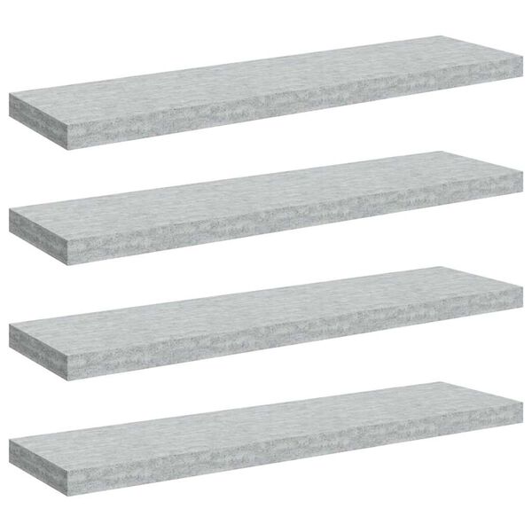 vidaXL Sv&auml;vande v&auml;gghyllor 4 st betonggr&aring; 90x23,5x3,8 cm MDF