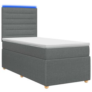vidaXL LED s&auml;ngram med madrass med huvudgavel M&ouml;rkgr&aring; 80 x 200 cm Tyg