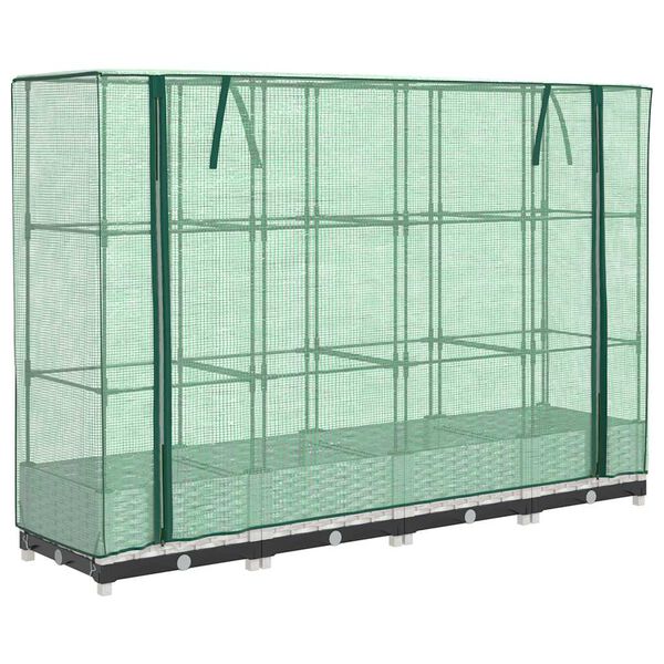 vidaXL Odlingsl&aring;da med v&auml;xthus&ouml;verdrag rottinglook 160x40x123 cm