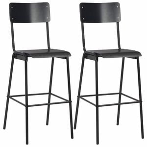 vidaXL Barstolar 2 st massiv plywood st&aring;l svart