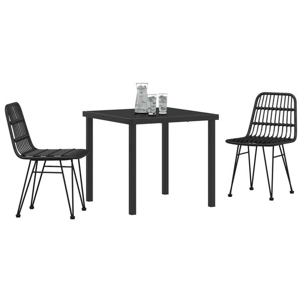vidaXL Tr&auml;dg&aring;rdsm&ouml;belset 3 pcs Svart Pulverlackerat st&aring;l