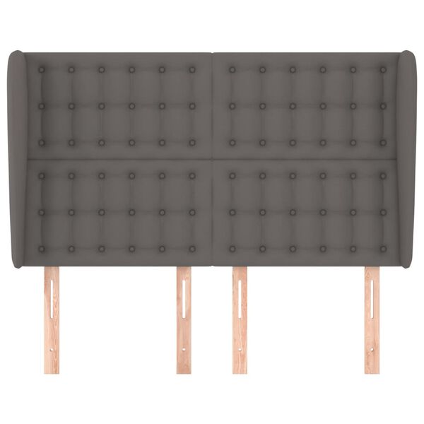 vidaXL S&auml;nggavel med kanter gr&aring; 147x23x118/128 cm konstl&auml;der