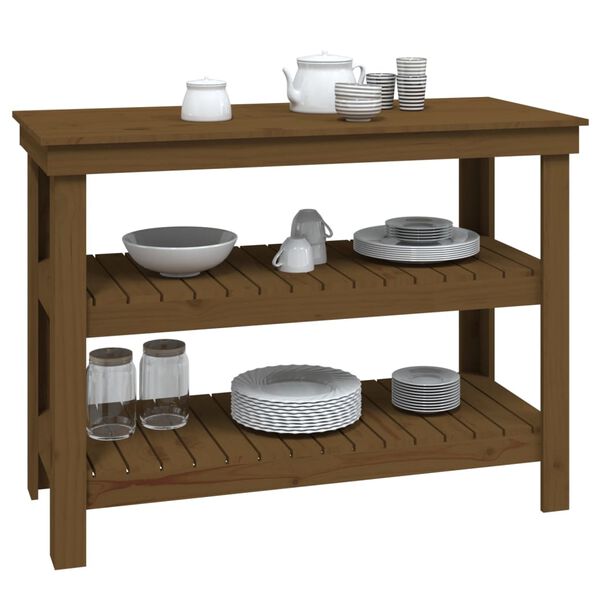 vidaXL Skob&auml;nk honungsbrun 110,5x50x80 cm massiv furu