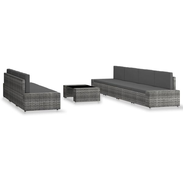 vidaXL Loungegrupp för trädgården 8 delar konstrotting grå