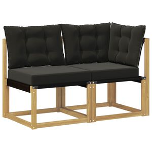 vidaXL Modulsoffa utomhus mitt och h&ouml;rn med kudde 2 Stycke Vit