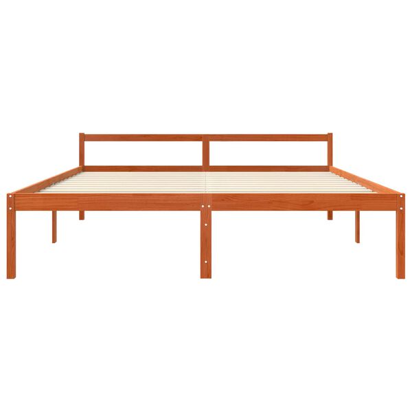 vidaXL S&auml;ngram med huvudgavel Vaxbrun 180 x 200 cm Massiv furu