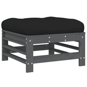 vidaXL Fotpall med dyna f&ouml;r tr&auml;dg&aring;rden gr&aring; massiv furu