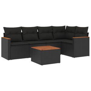 vidaXL Loungegrupp med dynor 6 delar svart konstrotting