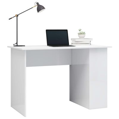 vidaXL Skrivbord vit högglans 110x60x73 cm konstruerat trä