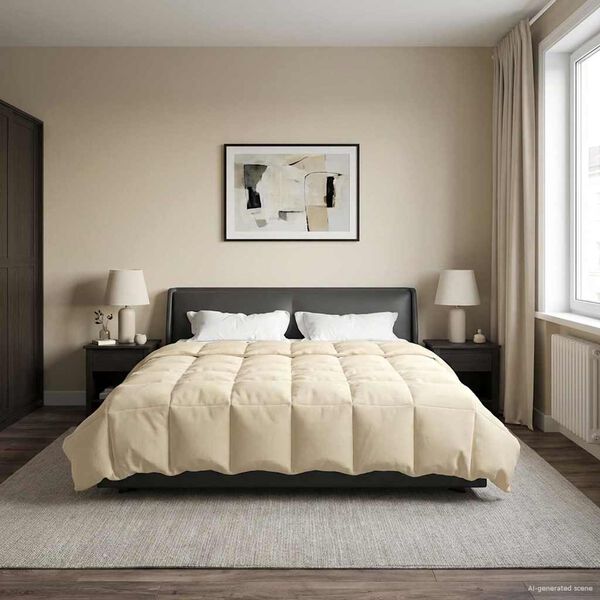 vidaXL Sommar Duvet Quiltad Kr&auml;m 220 x 260 cm Mikrofiber