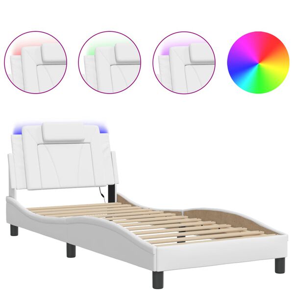 vidaXL Bed Frame "Viana" with LED without Mattress White 90x190 cm