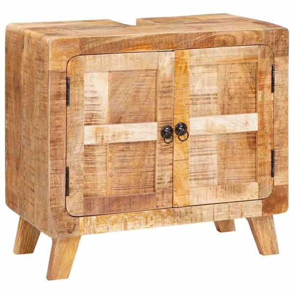 vidaXL Badrumsskåp med hylla Brun Massivt mangoträ och konstruerat trä