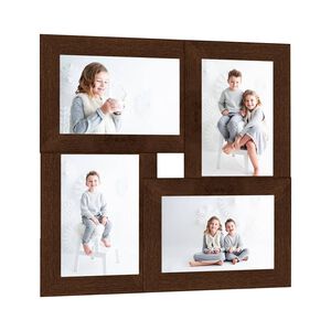vidaXL Fotoram f&ouml;r 4x(10x15 cm) bilder m&ouml;rkbrun MDF