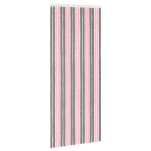 vidaXL Insektsgardin Chenille Silvergr&aring; och Rosa 90 x 220 cm 100% PP