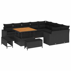 vidaXL Tr&auml;dg&aring;rdsoffset 12 pcs Svart konstrotting