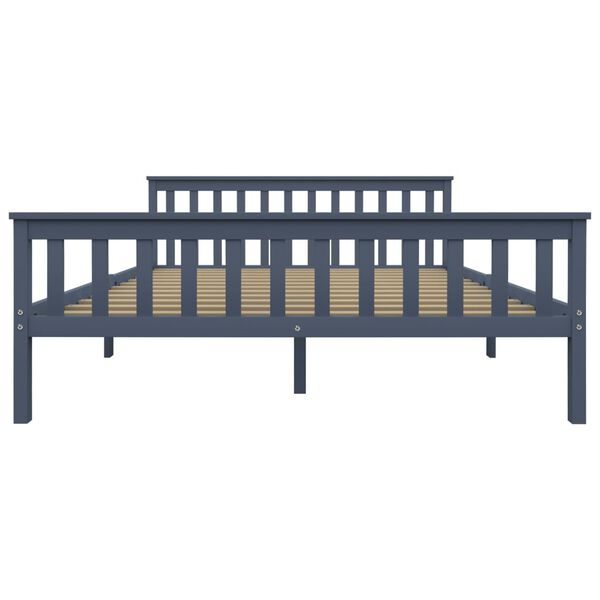 vidaXL S&auml;ngram med 2 l&aring;dor gr&aring; massiv furu 160x200 cm