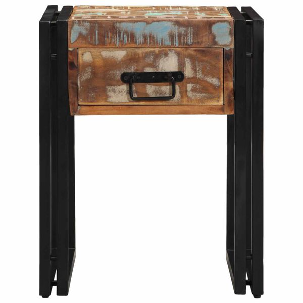 vidaXL Sidobord med l&aring;da 40 x 40 x 50 cm Solid &aring;tervunnen tr&auml;