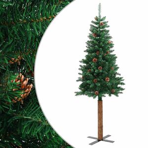 vidaXL Smal plastgran med &auml;kta tr&auml; och kottar gr&ouml;n 150 cm PVC