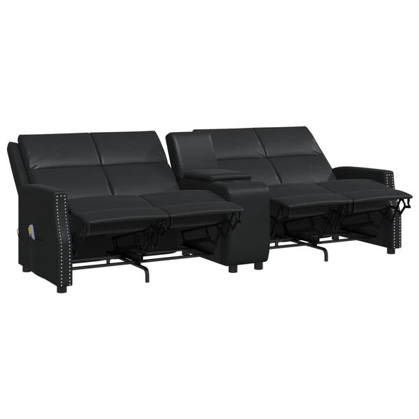 vidaXL Massagef&aring;t&ouml;lj 4-sits svart konstl&auml;der