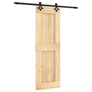 vidaXL Skjutd&ouml;rr Naturlig och svart 70 x 210 cm Massiv furutr&auml;d&ouml;rr