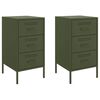 vidaXL Sängbord 2 st olivgrön 36x39x68 cm stål