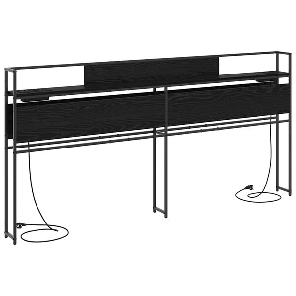 vidaXL F&ouml;rvaringshuvudgavel med hylla Svart ek 180 cm Konstruerat tr&auml;