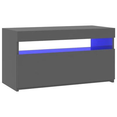 vidaXL Tv-bänk med LED-belysning grå högglans 75x35x40 cm