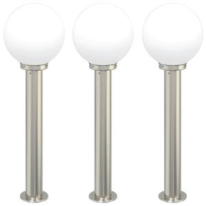 vidaXL Pollare 3 st 80 cm rostfritt st&aring;l IP44