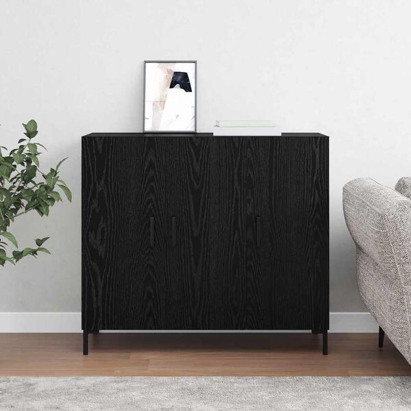 vidaXL Sideboard Svart Ek 90 x 34 x 80 cm Konstruerat tr&auml;
