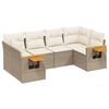 vidaXL Soffgrupp f&ouml;r tr&auml;dg&aring;rden med dynor 6 delar beige konstrotting
