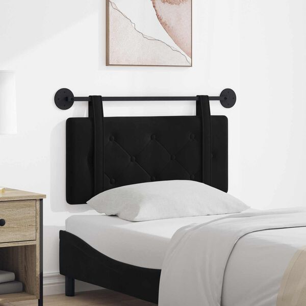 vidaXL H&auml;ngande Huvudgavel V&auml;ggmonterad Svart 90 x 55 x 5 cm Sammet