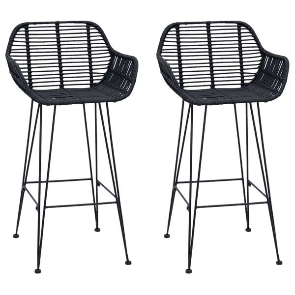 vidaXL Barstol 2 pcs Svart 55 x 52 x 92 cm Rattan och Järn