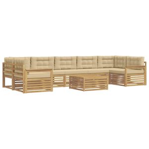 vidaXL Utomhussoffset 8 st Vit och Beige Massivt Akaciatr&auml;