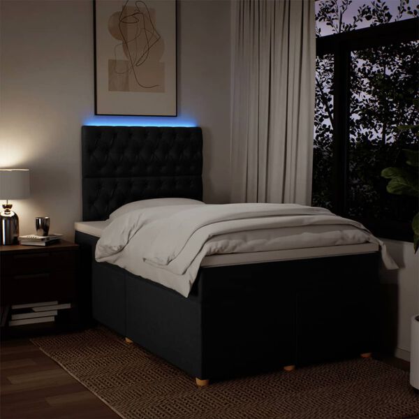 vidaXL Rams&auml;ng med madrass svart 120x190 cm tyg