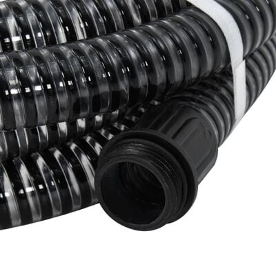 vidaXL Sugslang med kopplingar mässing svart 1,1" 5 m PVC