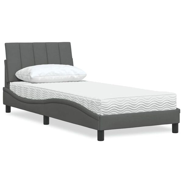 vidaXL Bed with Mattress "Hanko" Dark Grey 90x190 cm Fabric