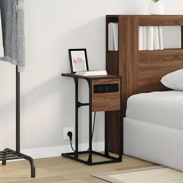 vidaXL Nattduksbord Brun Ek 41,5 x 26 x 60,5 cm Konstruerat tr&auml;