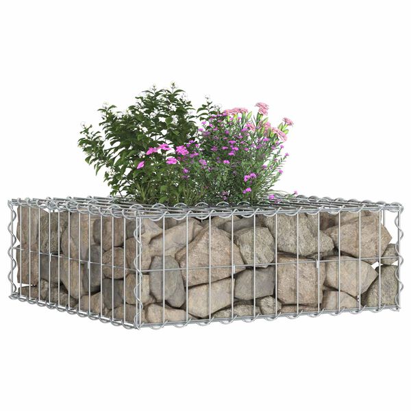 vidaXL Gabion upph&ouml;jd s&auml;ng Silver 60 x 60 x 20 cm Galvaniserat St&aring;l