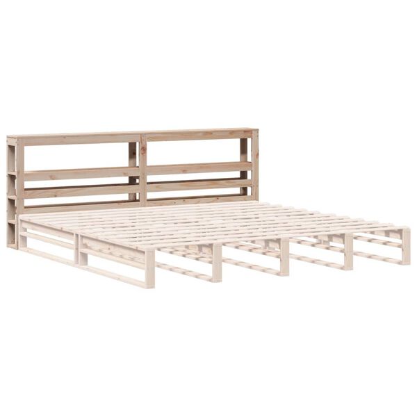 vidaXL Huvudgavel med hyllor 180 cm massiv furu