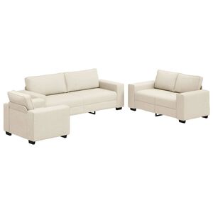 vidaXL Soffa 3 st Beige Linnenblandad tyg