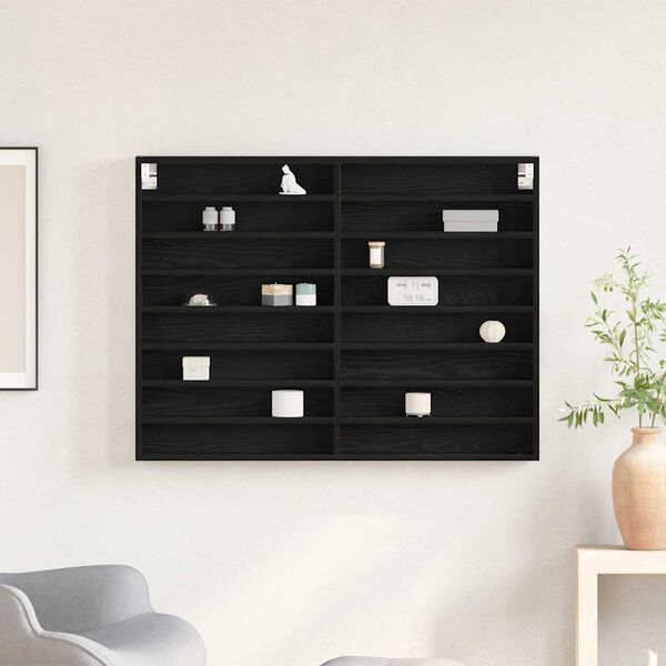 vidaXL Visningssk&aring;p Svart Ek 100 x 8,5 x 75 cm Konstruerat tr&auml;