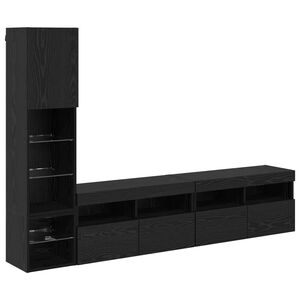 vidaXL TV-v&auml;ggmodul med led 4 pcs Svart Ek Konstruerat tr&auml;
