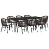vidaXL Tr&auml;dg&aring;rdsm&ouml;belset 9 pcs Brun Pulverlackerat st&aring;l