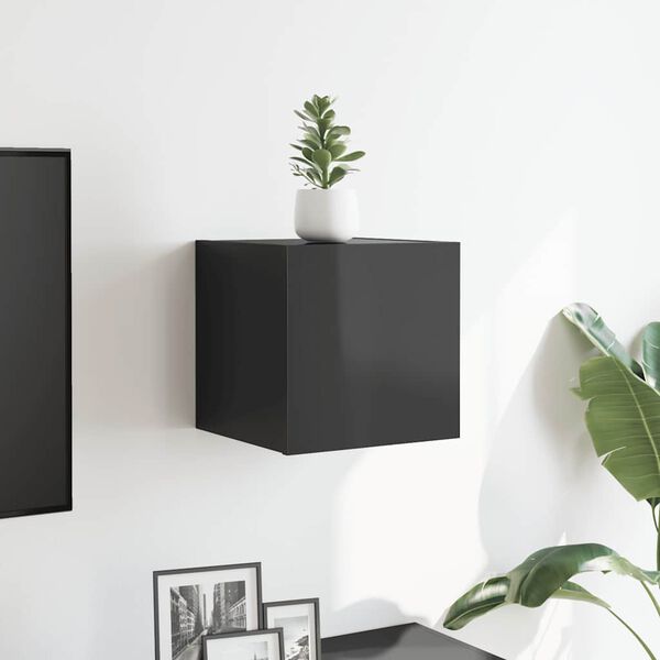 vidaXL Väggmonterad tv-bänk grå högglans 30,5x30x30 cm