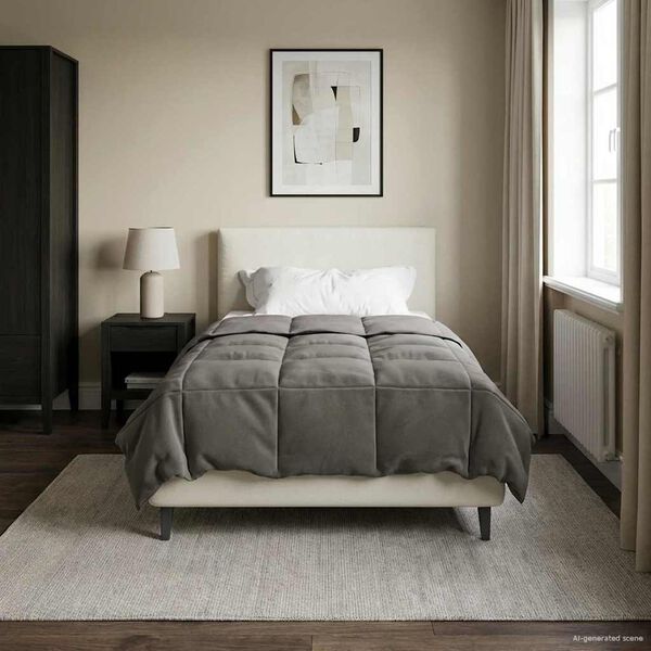 vidaXL Full &Aring;rs-Duvet Quiltad Ljusgr&aring; 155 x 220 cm Mikrofiber