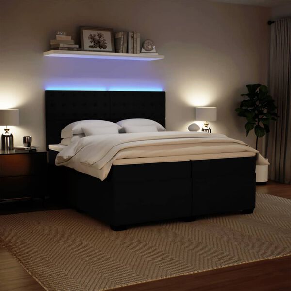 vidaXL Rams&auml;ng med madrass svart 200x200 cm sammet